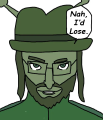 Parody comic from C-7396 of The Great Gajew with the quote "Nah, I'd Lose."